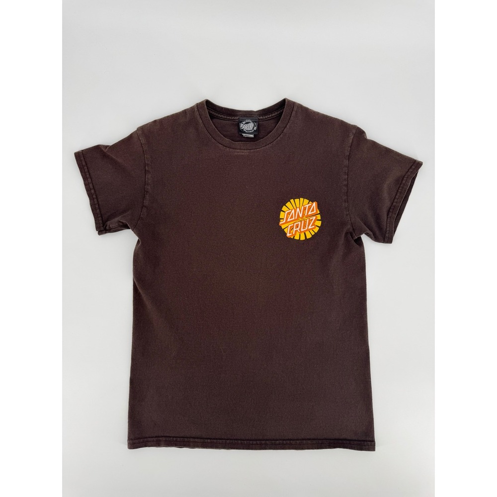 Santa Cruz Skateboards T-Shirt Mens Small Brown Sunburst Dot Logo Skate Tee